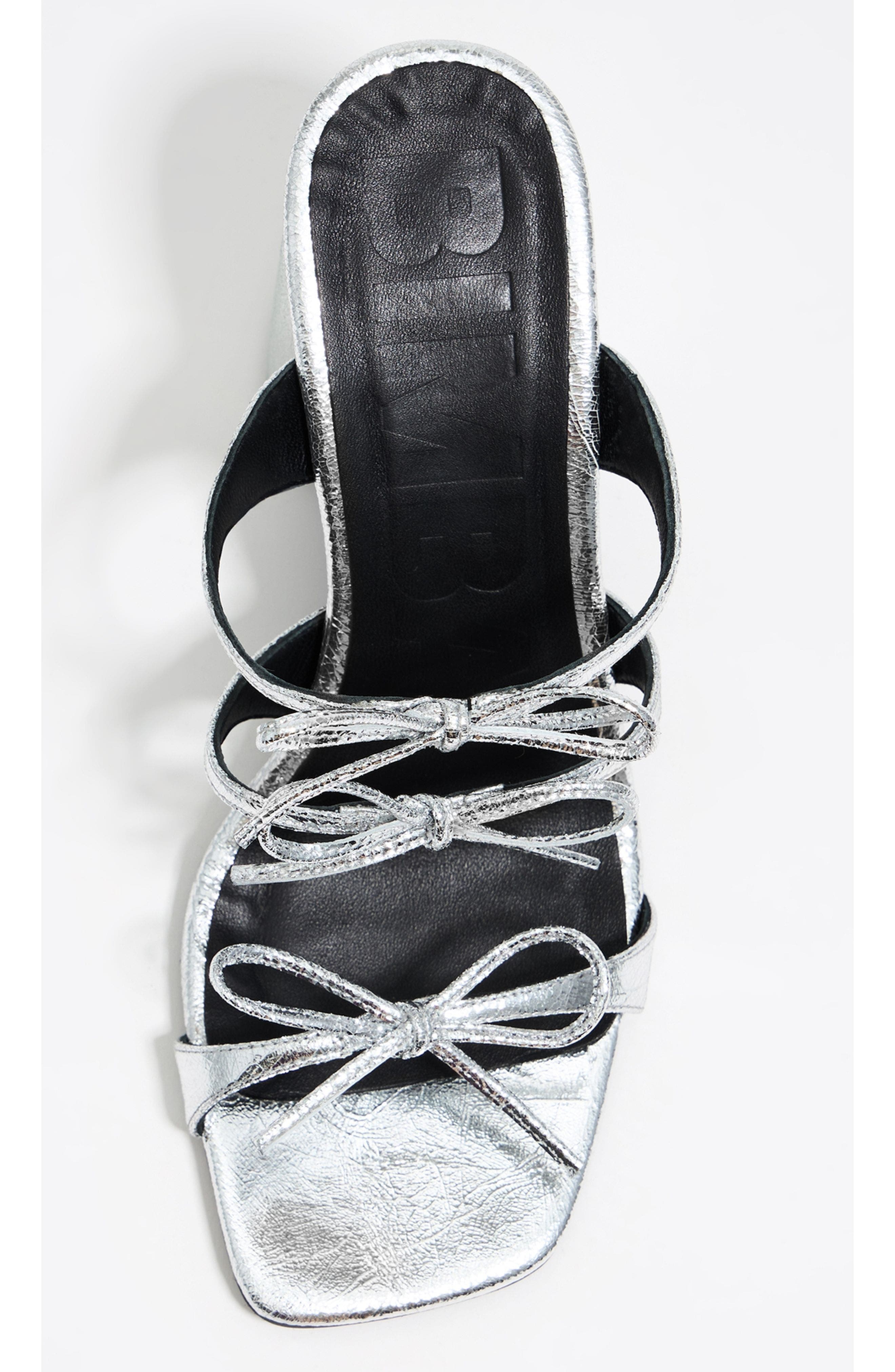 Bimba y Lola Leather Heel Sandal, Alternate, color, Silver