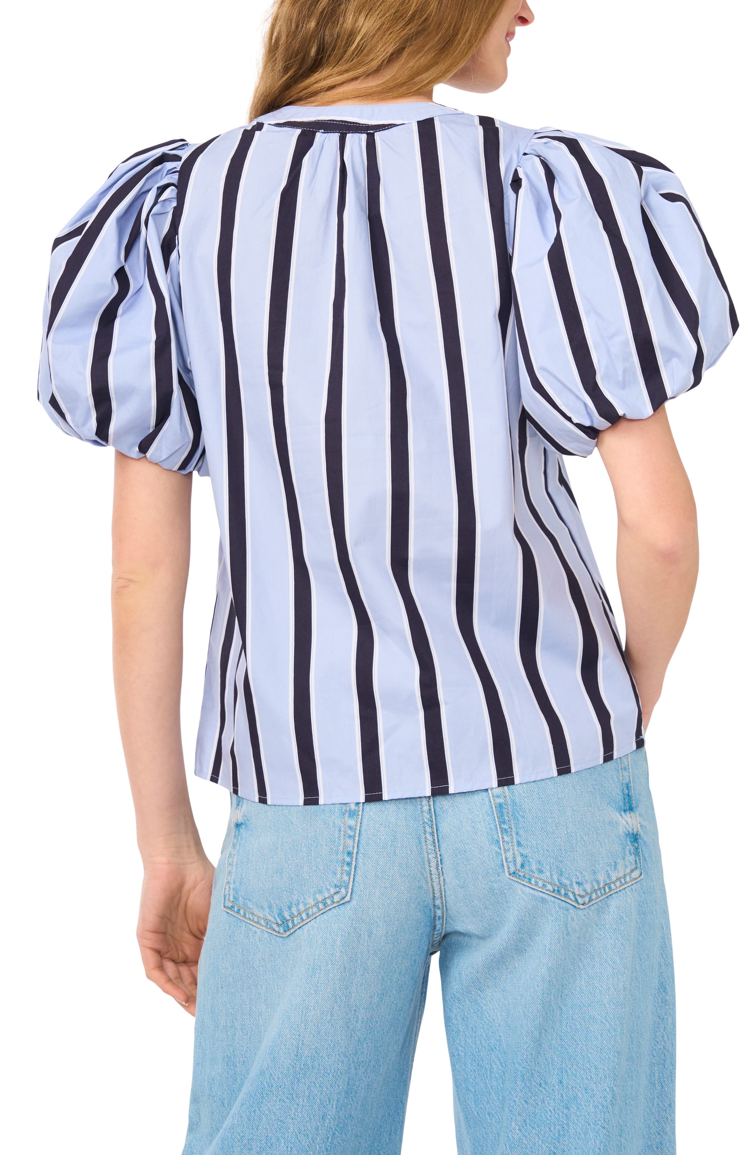 Stripe Puff Sleeve Top - image 2