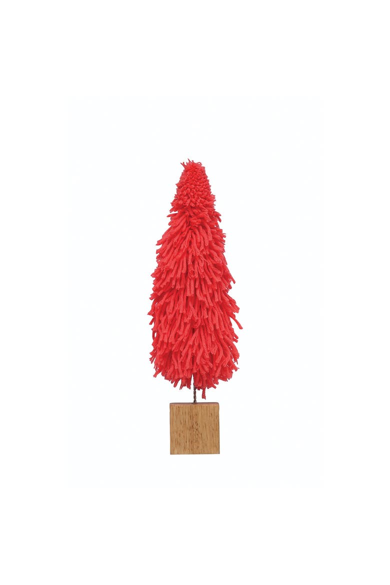 Fabric Yarn Tree with Wood Block Base, Hot Pink, Main, color, Pink