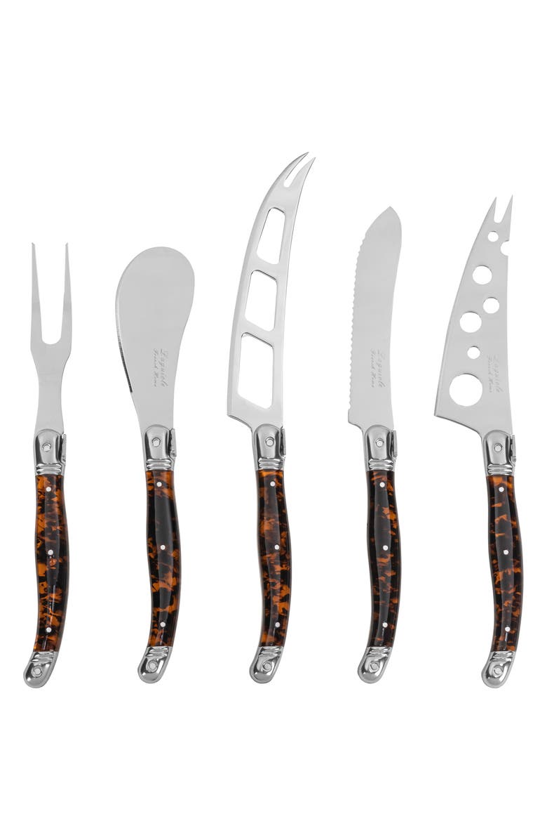 FRENCH HOME Artisan 5-Piece Assorted Laguiole Cheese Knives, Main, color, Tortoise Shell