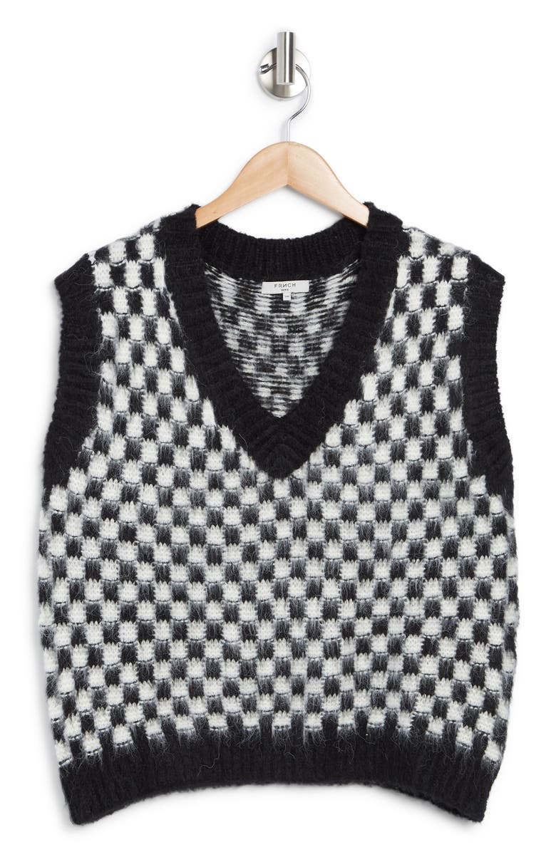 FRNCH Checkered Knit Vest, Alternate, color, 