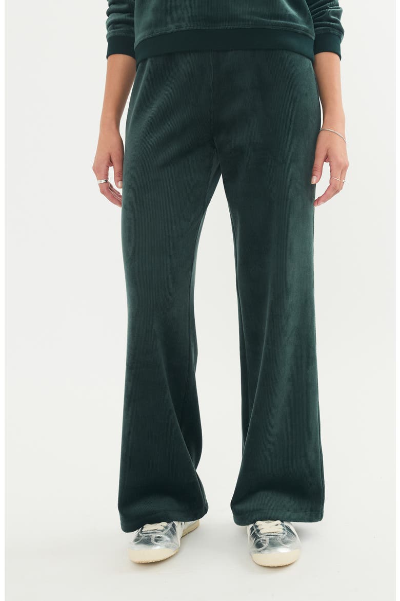 Cord Velour Flare Pants, Main, color, GREEN