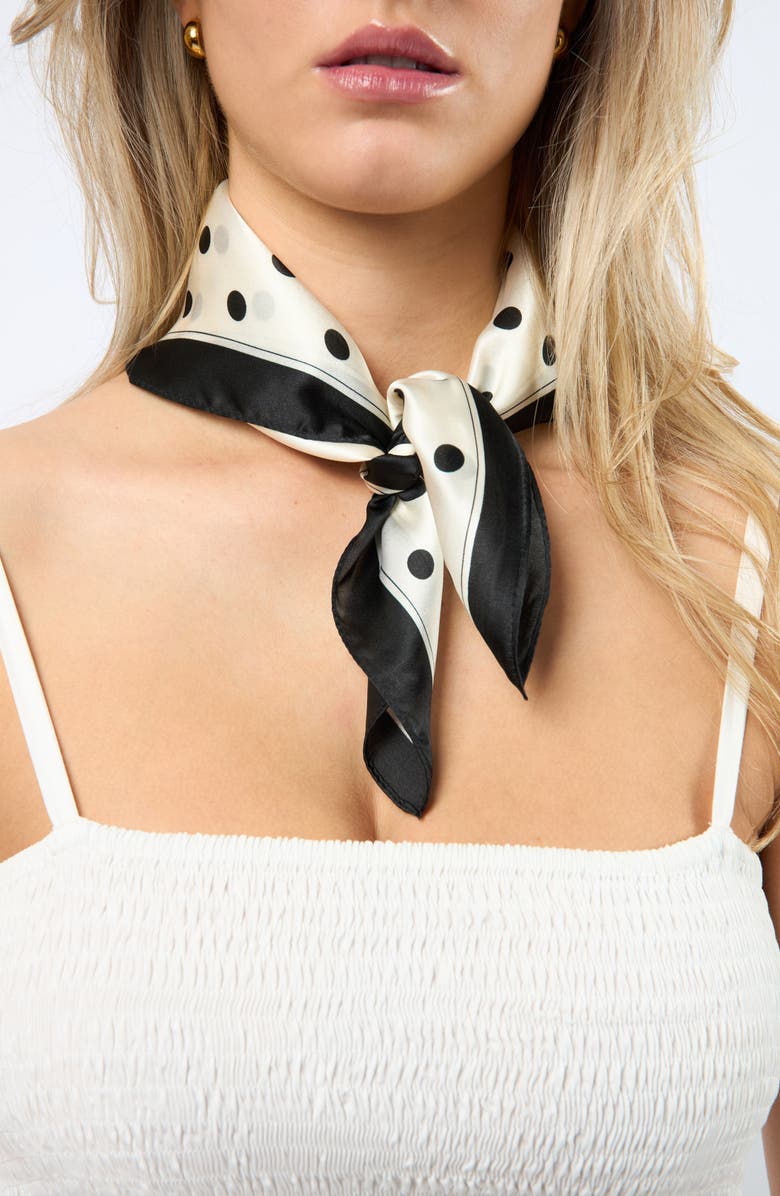 Viens Avec Moi Polka Dot Mini Silk Square Scarf, Alternate, color, 