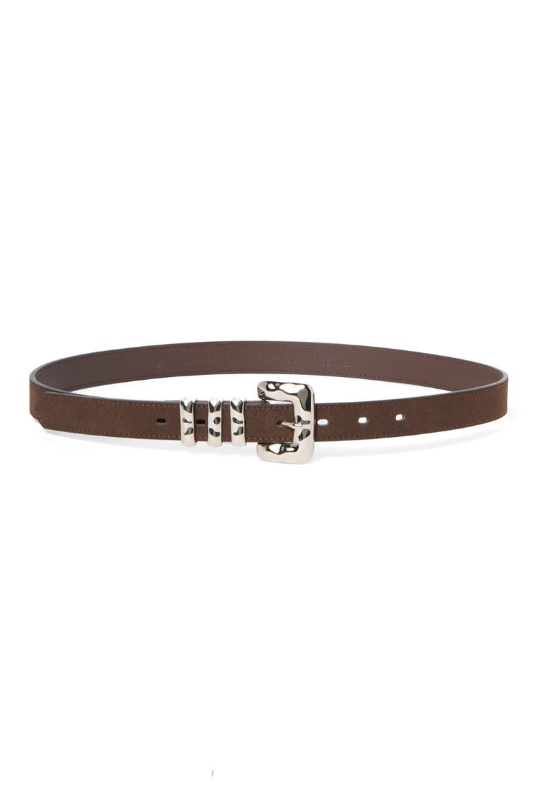 Faux Suede Molten Buckle Belt, Main, color, BROWN MALICACIA