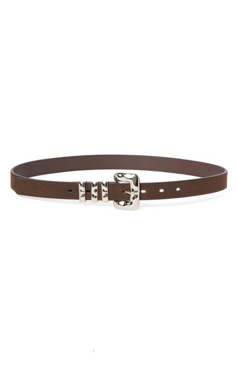 Faux Suede Molten Buckle Belt