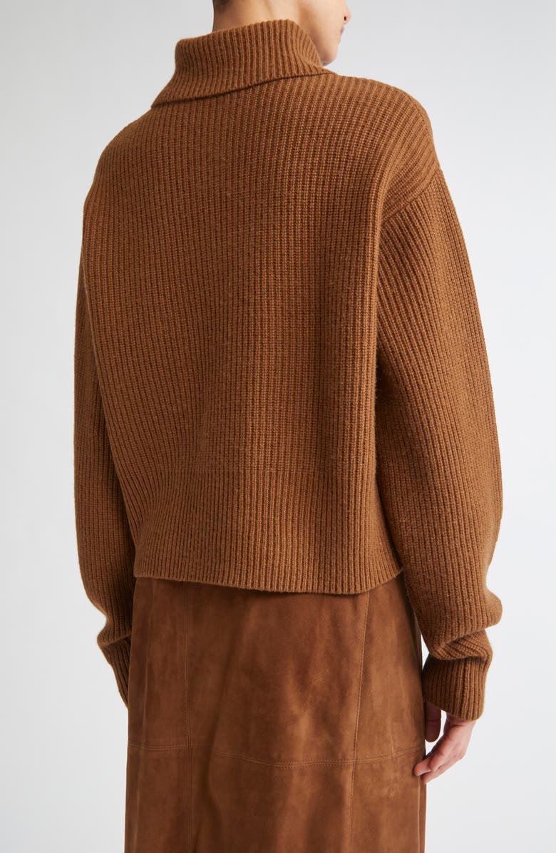 Max Mara Nadar Merino Wool & Cashmere Half Zip Sweater, Alternate, color, Tobacco