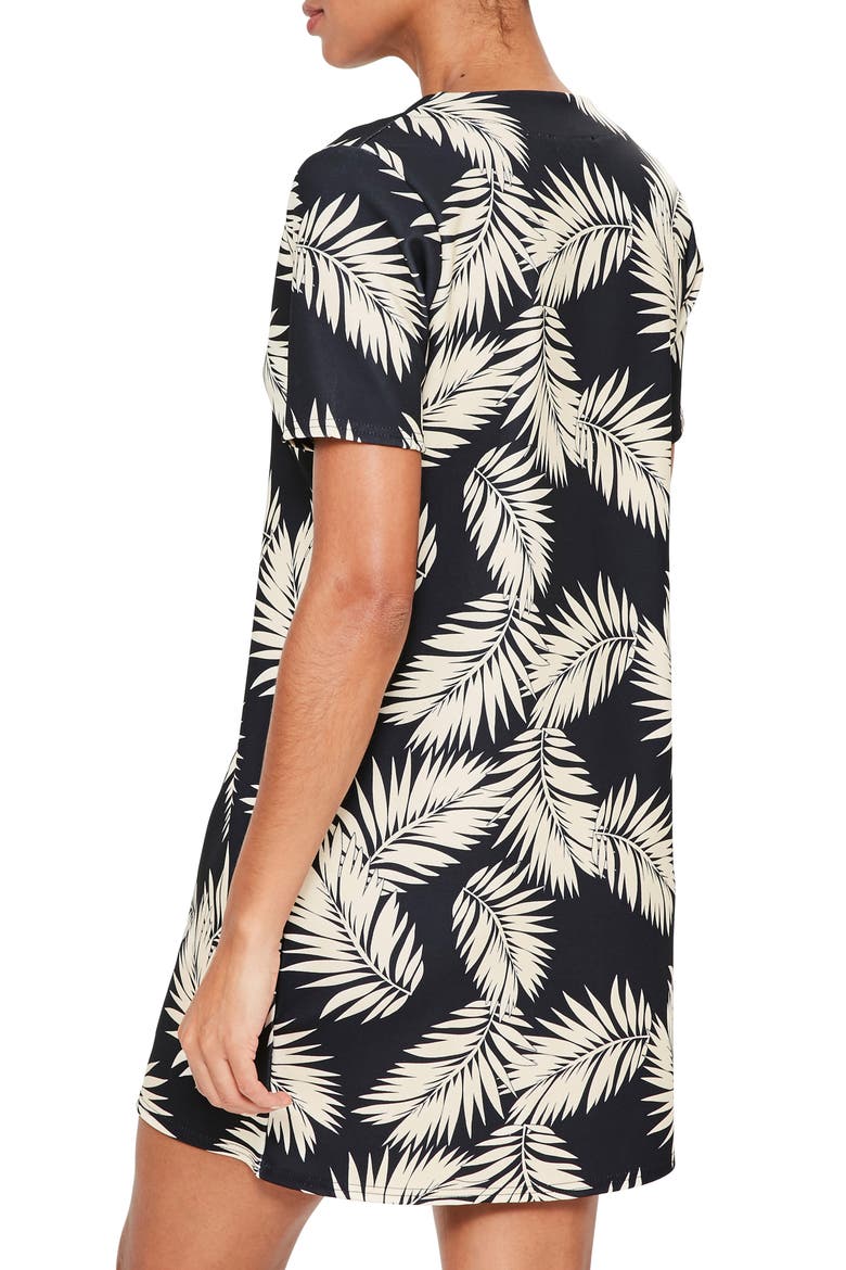 Print Plunge T-Shirt Dress, Alternate, color, BLACK