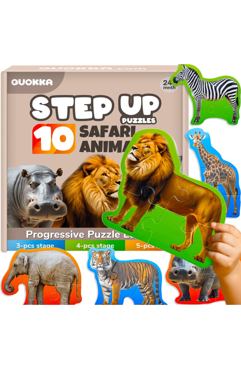 Quokka Large Floor Puzzle Set for Toddlers - 40 Piece Progressive Jigsaw Puzzles, Main, color, Safari