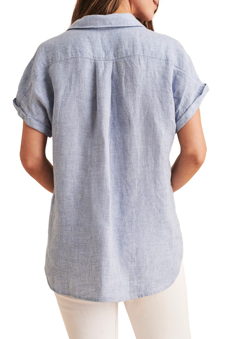 Brand Avery Short Sleeve Organic Cotton Button-Up Shirt, Alternate, color, BLUE BASKET WEAVE