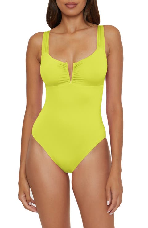 Shirred V-Wire One-Piece Swimsuit