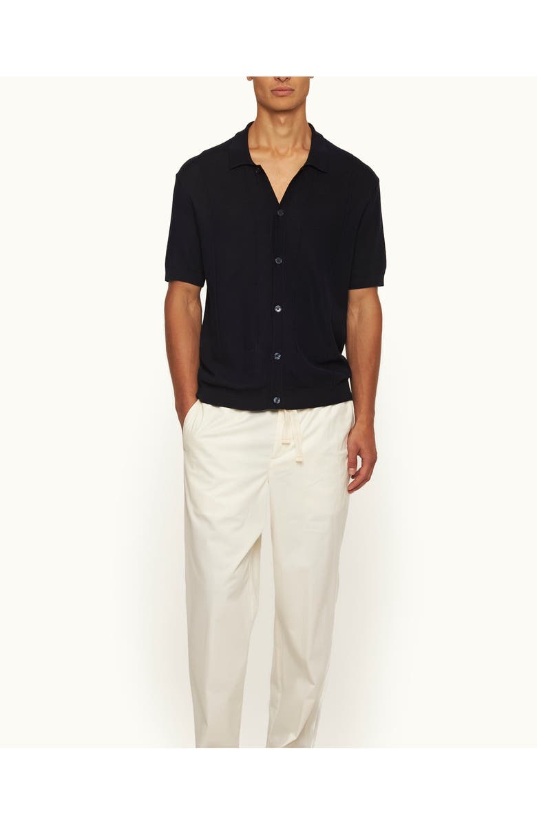 Orlebar Brown Tiernan Classic Fit Capri Collar Mercerised Cotton Shirt, Main, color, Night Iris