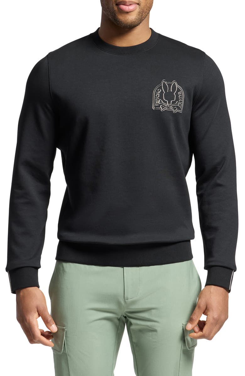 Psycho Bunny Melbourne Embroidered Cotton & Modal Blend Crewneck Sweatshirt, Main, color, 