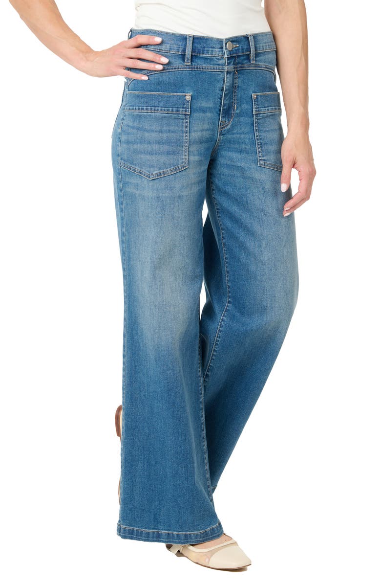 Nicole Miller High Rise Wide Leg Jeans, Main, color, Med Blue