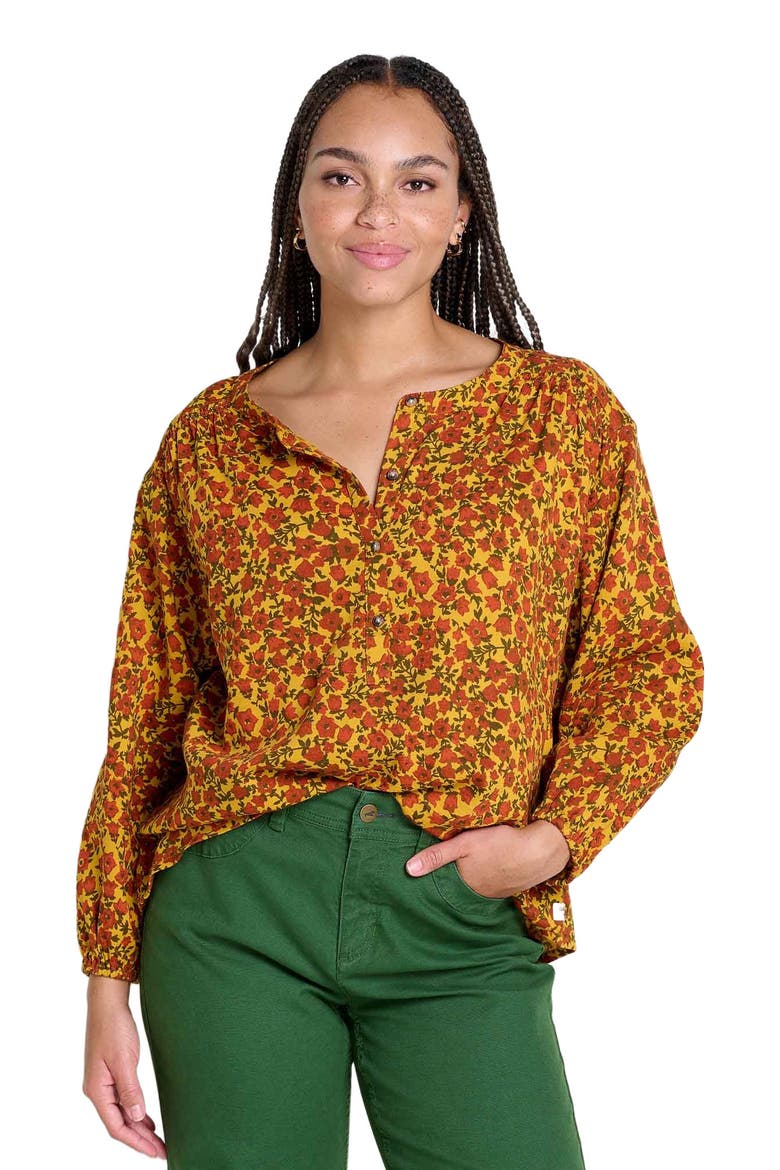Manzana Long Sleeve Peasant Top, Alternate, color, Pollen Ditsy Print