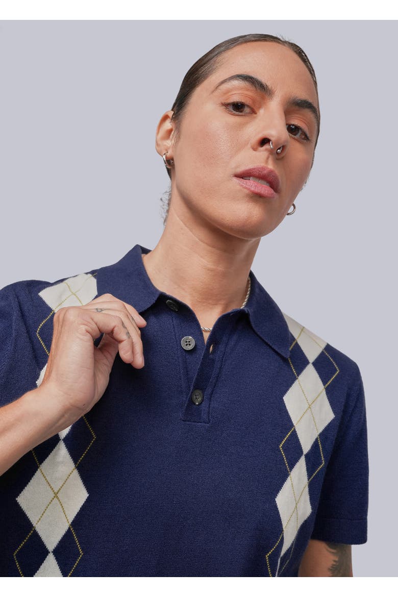 The Everyday Argyle Sweater Polo, Alternate, color, NAVY