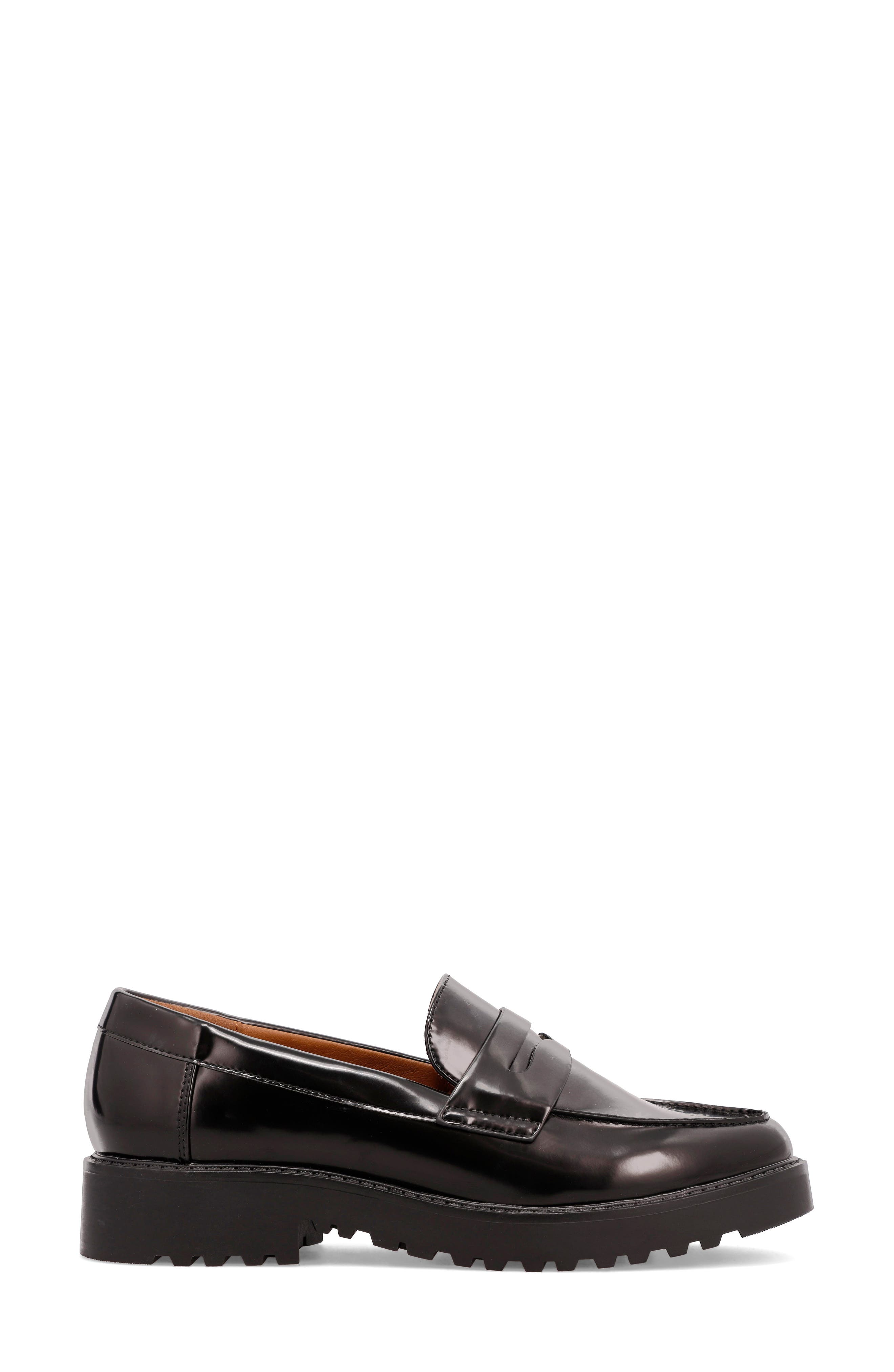 MIA AMORE Hali Lug Sole Penny Loafer, Alternate, color, Black