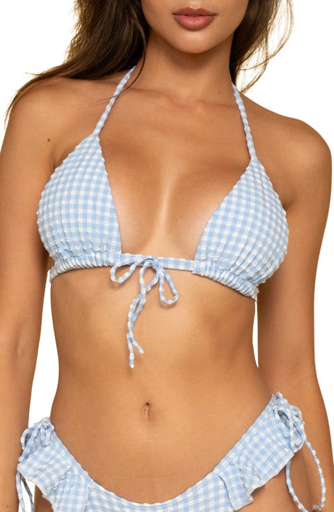 Peri Micro Gingham Bikini Top
