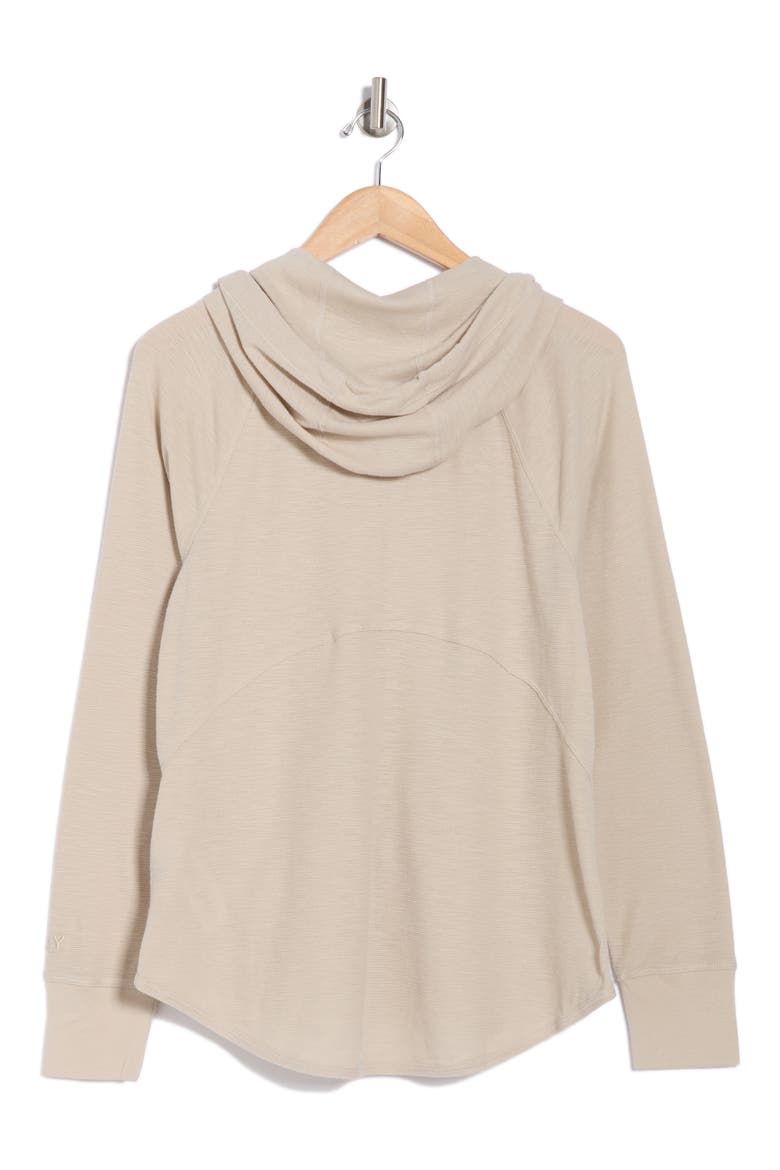 Slub Waffle Knit Zip Hoodie, Alternate, color, PEBBLE