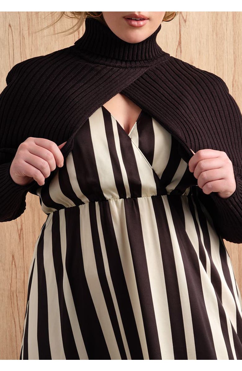 ELOQUII Turtleneck Sweater Sleeve Scarf, Alternate, color, Black