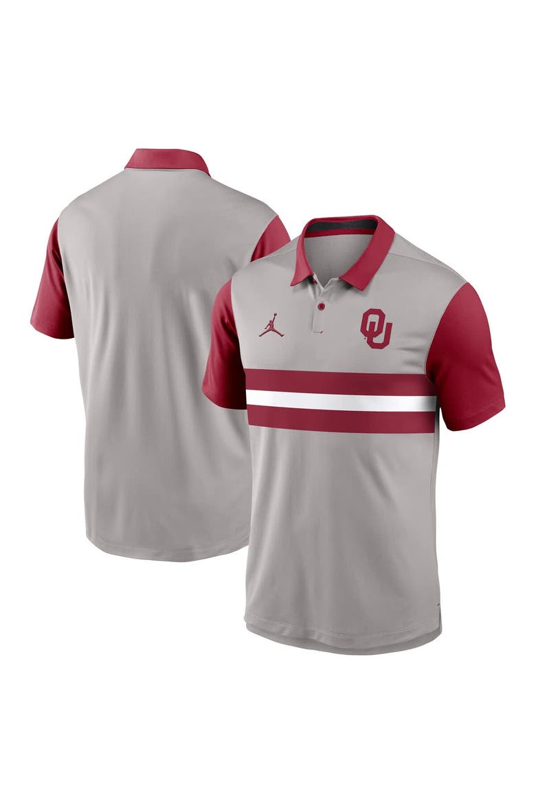Men's Jordan Brand Gray/Crimson Oklahoma Sooners Vapor Dri-FIT Polo, Main, color, Gray
