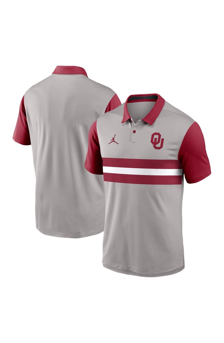 Jordan Brand Men's Jordan Brand Gray/Crimson Oklahoma Sooners Vapor Dri-FIT Polo, Main, color, Gray
