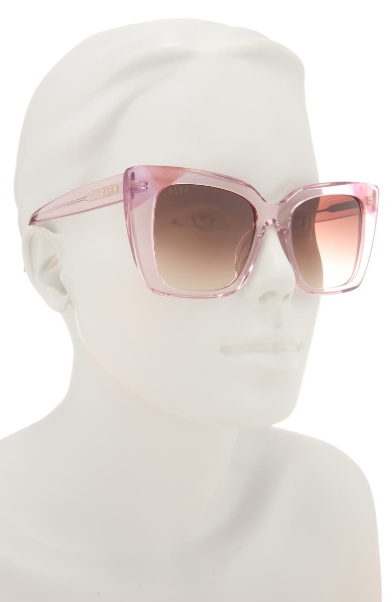 DIFF Lizzy Square Sunglasses, Alternate, color, Light Pink