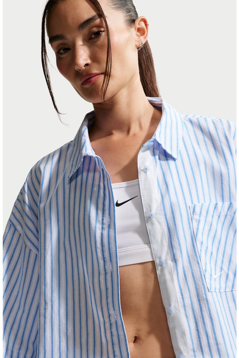 Striped Boxy Cropped Shirt, Alternate, color, LIGHT PHOTO BLUE