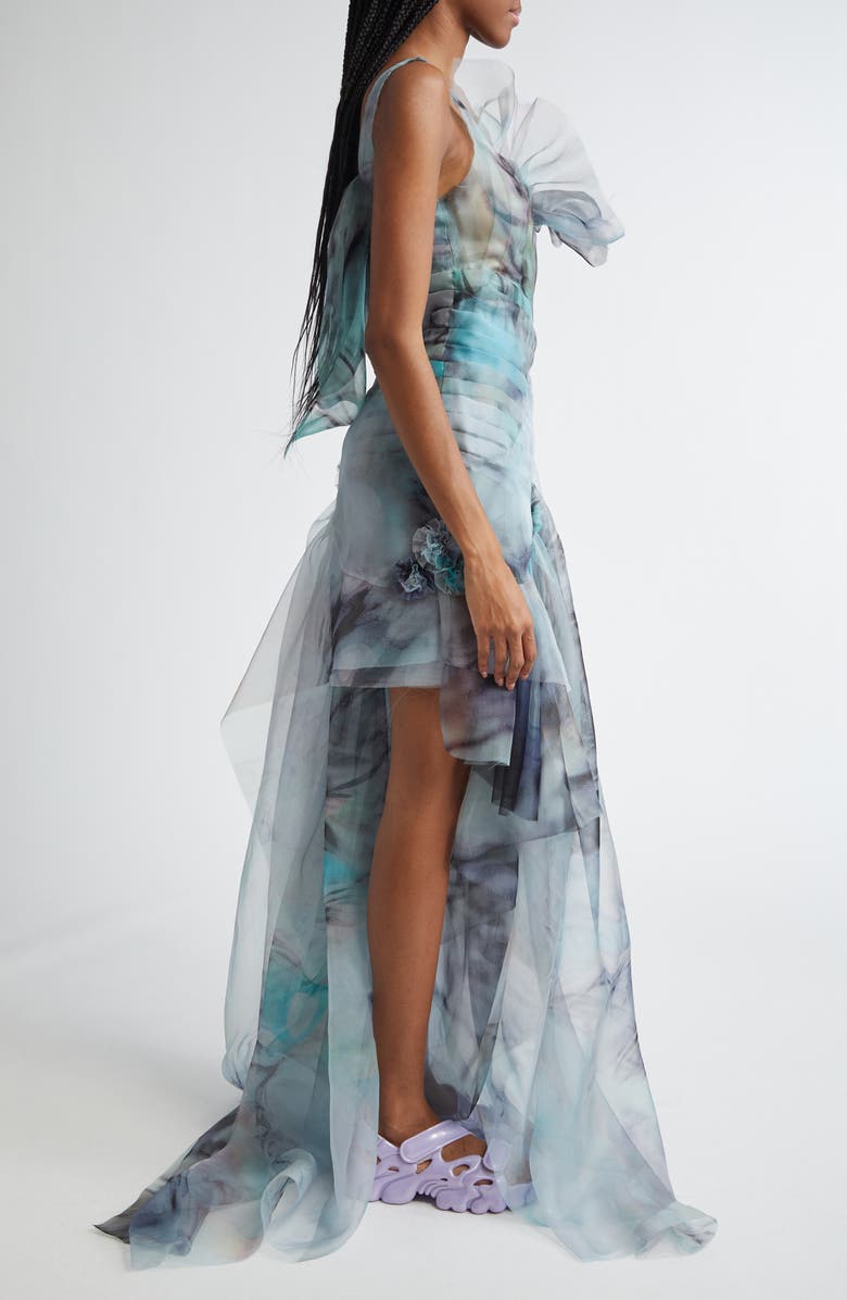 Collina Strada 8 Meadowsweet Asymmetric Cascade Detail Cotton Organdy Gown, Alternate, color, 