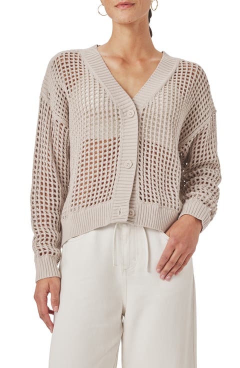 Camellia Openwork V-Neck Cotton Blend Cardigan