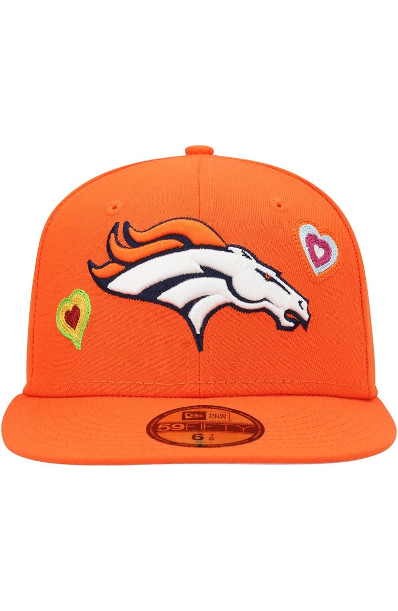 New Era Men's New Era Orange Denver Broncos Chain Stitch Heart 59FIFTY Fitted Hat, Alternate, color, Orange