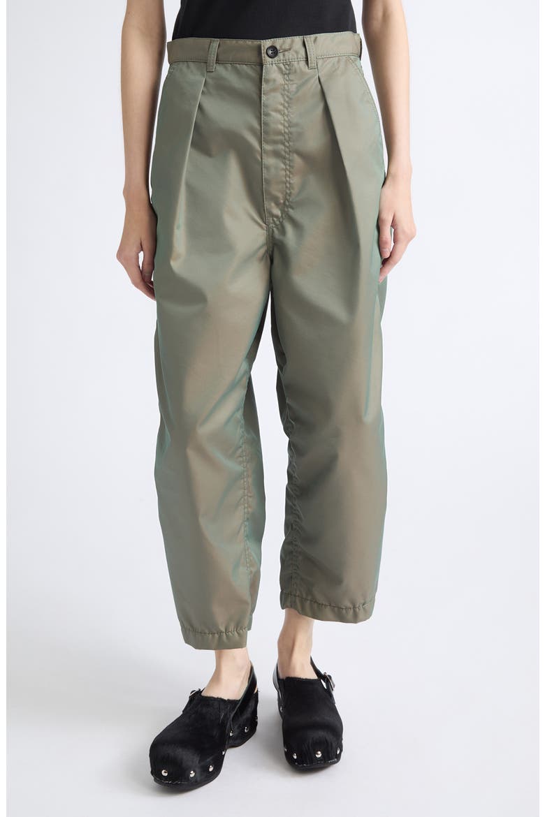 Pleated Twill Crop Pants, Main, color, KHAKI