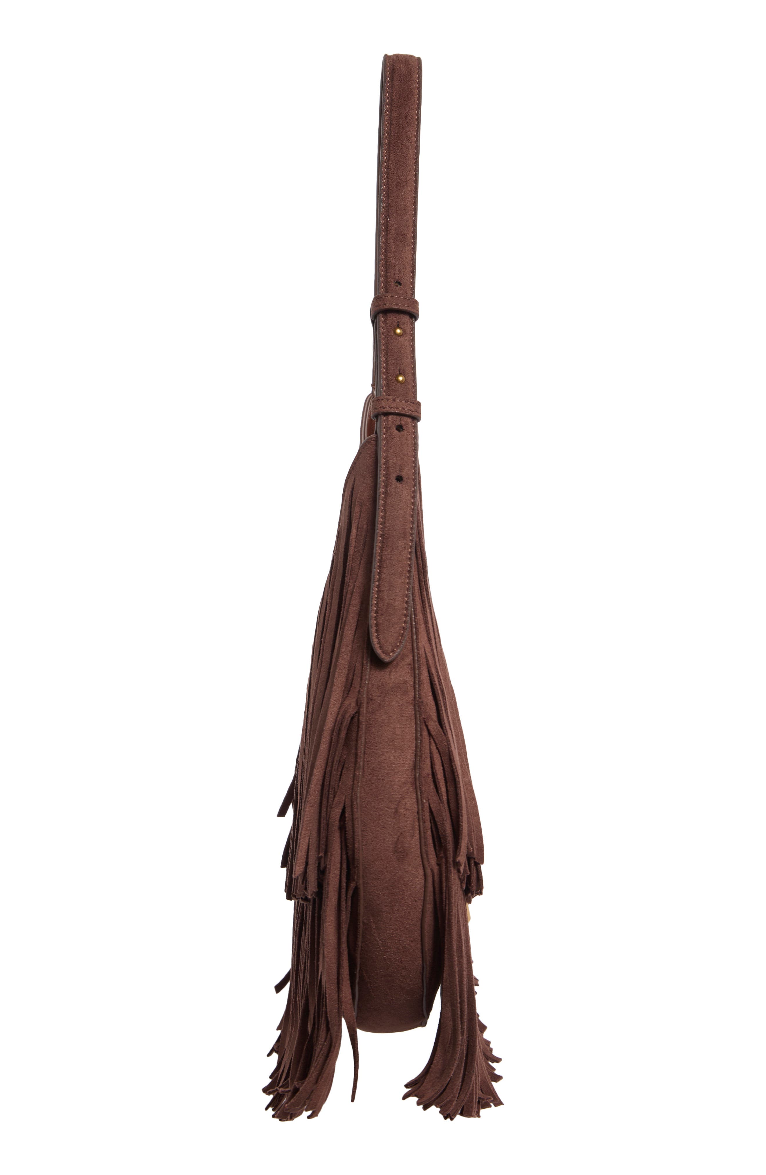 Georgina Fringe Hobo Shoulder Bag, Alternate, color, ESPRESSO SUEDE