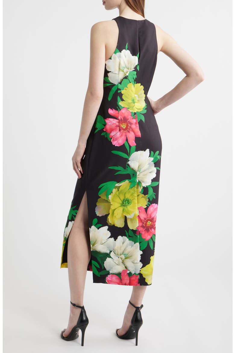 Floral Satin Gown, Alternate, color, BLACK MULTI
