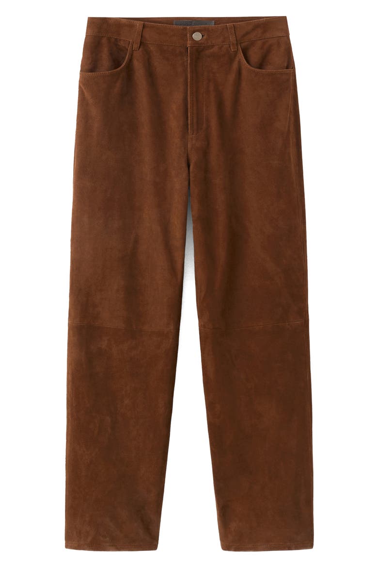 Straight Leg Suede Pants, Alternate, color, TOBACCO BROWN