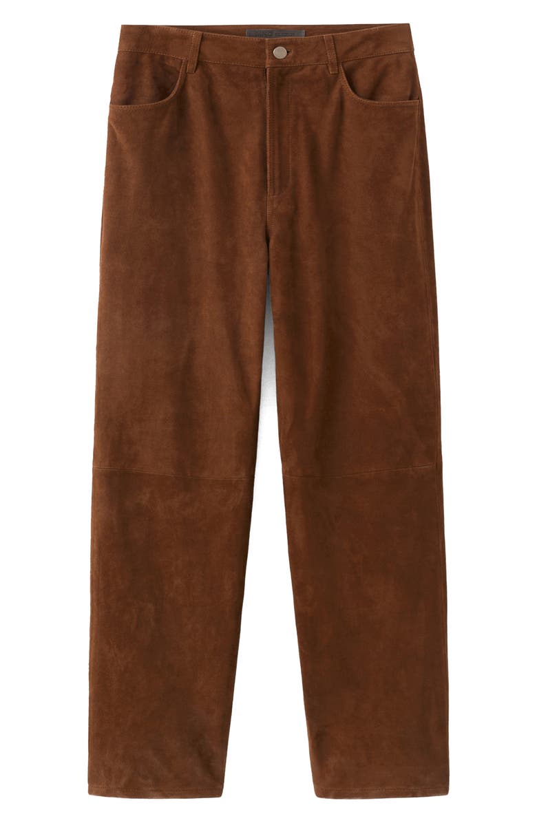 MANGO Straight Leg Suede Pants, Alternate, color, Tobacco Brown