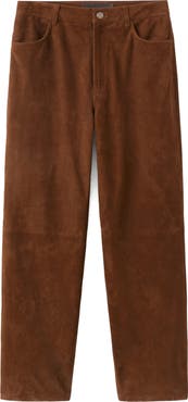MANGO Straight Leg Suede Pants