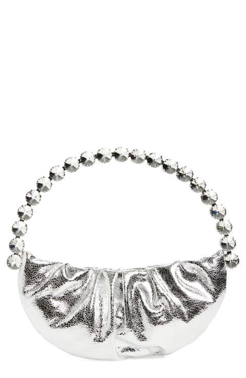 Moon Crackled Metallic Leather Pouch