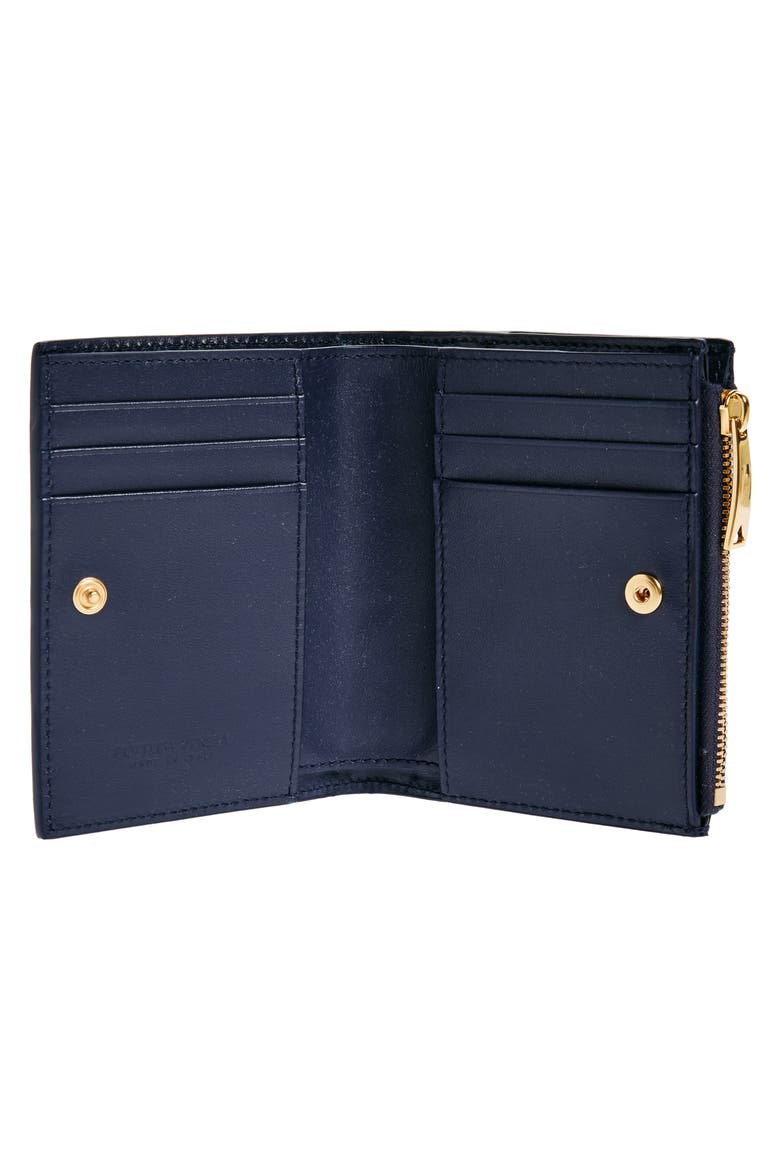 Small Intrecciato Bifold Zip Wallet, Alternate, color, INDIGO