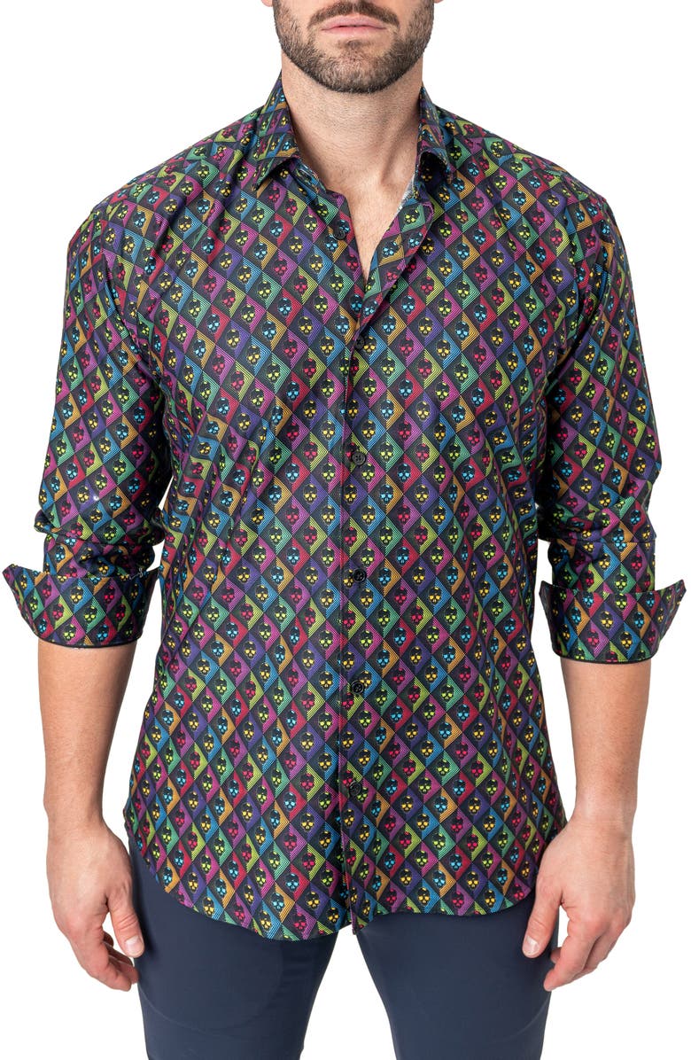 Maceoo Fibonacci Regular Fit Skullvoid Multi Button-Up Shirt, Alternate, color, 