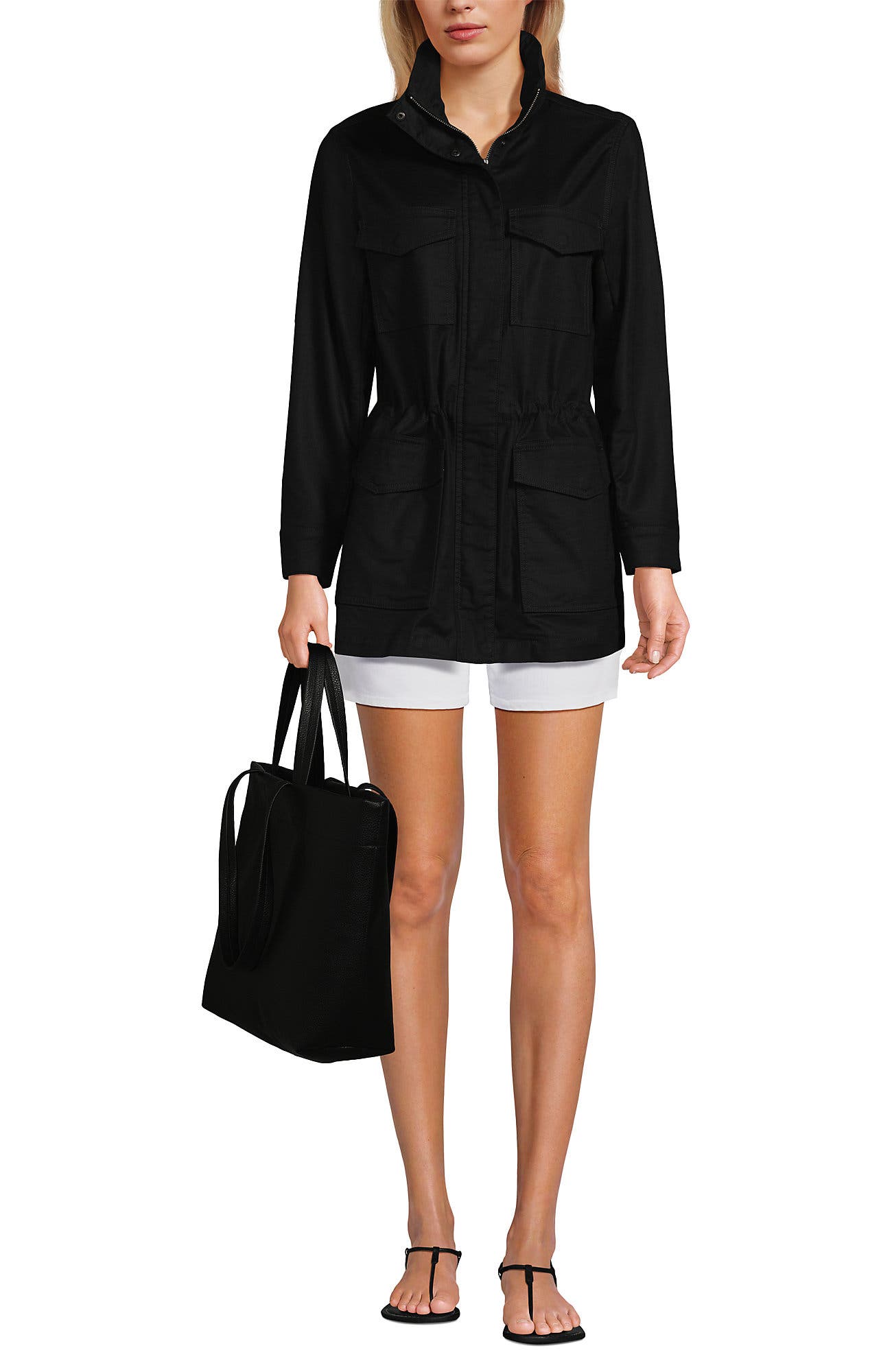 Lands
 End Faux Leather Tote, Main, color, Black