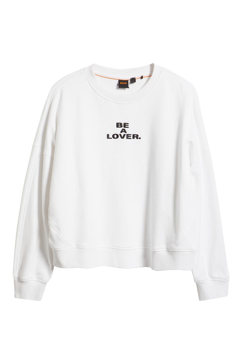 Be A Lover Stretch Cotton Graphic Sweatshirt, Alternate, color, WHITE