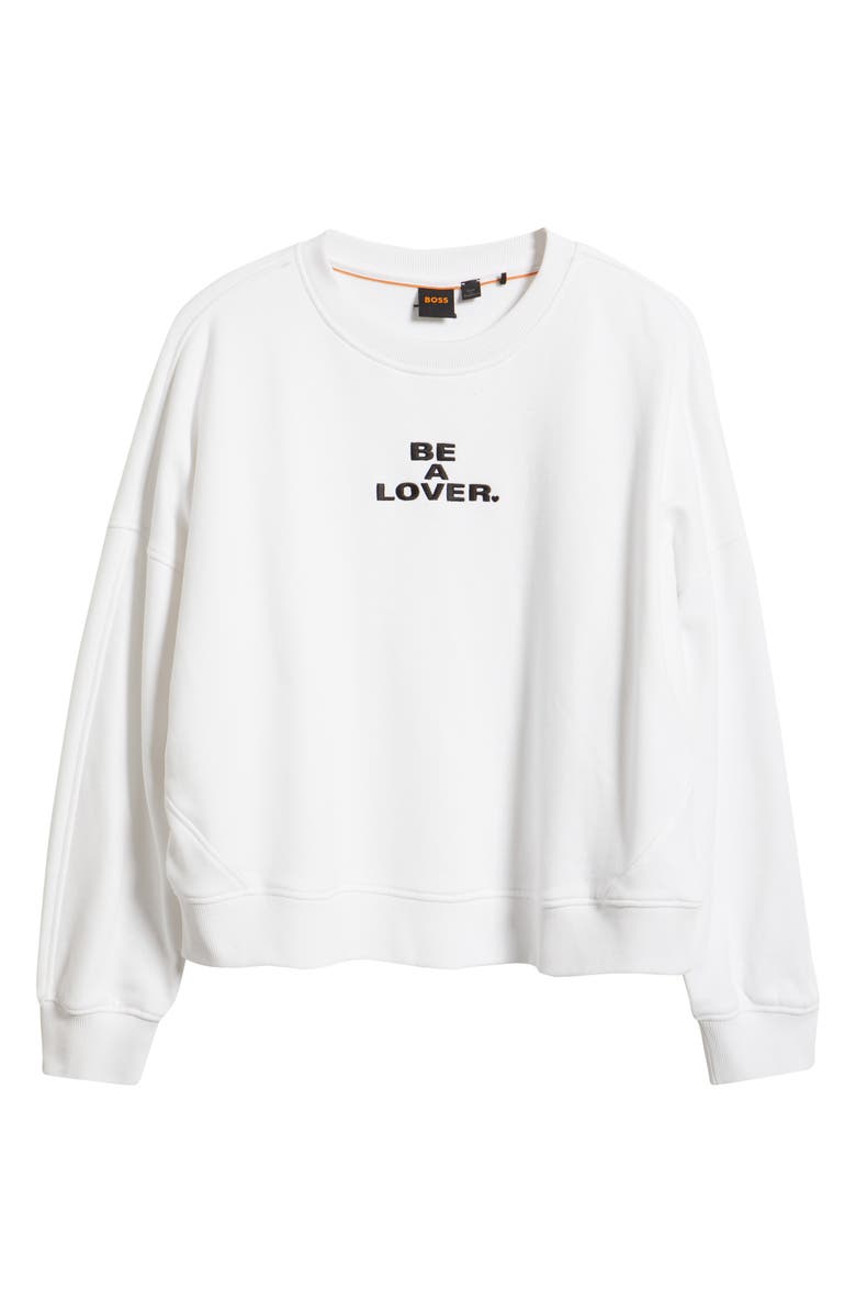 BOSS Orange Be A Lover Stretch Cotton Graphic Sweatshirt, Main, color, 