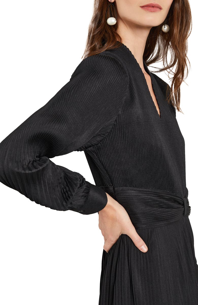 Misook Plissé Long Sleeve A-Line Dress, Alternate, color, 