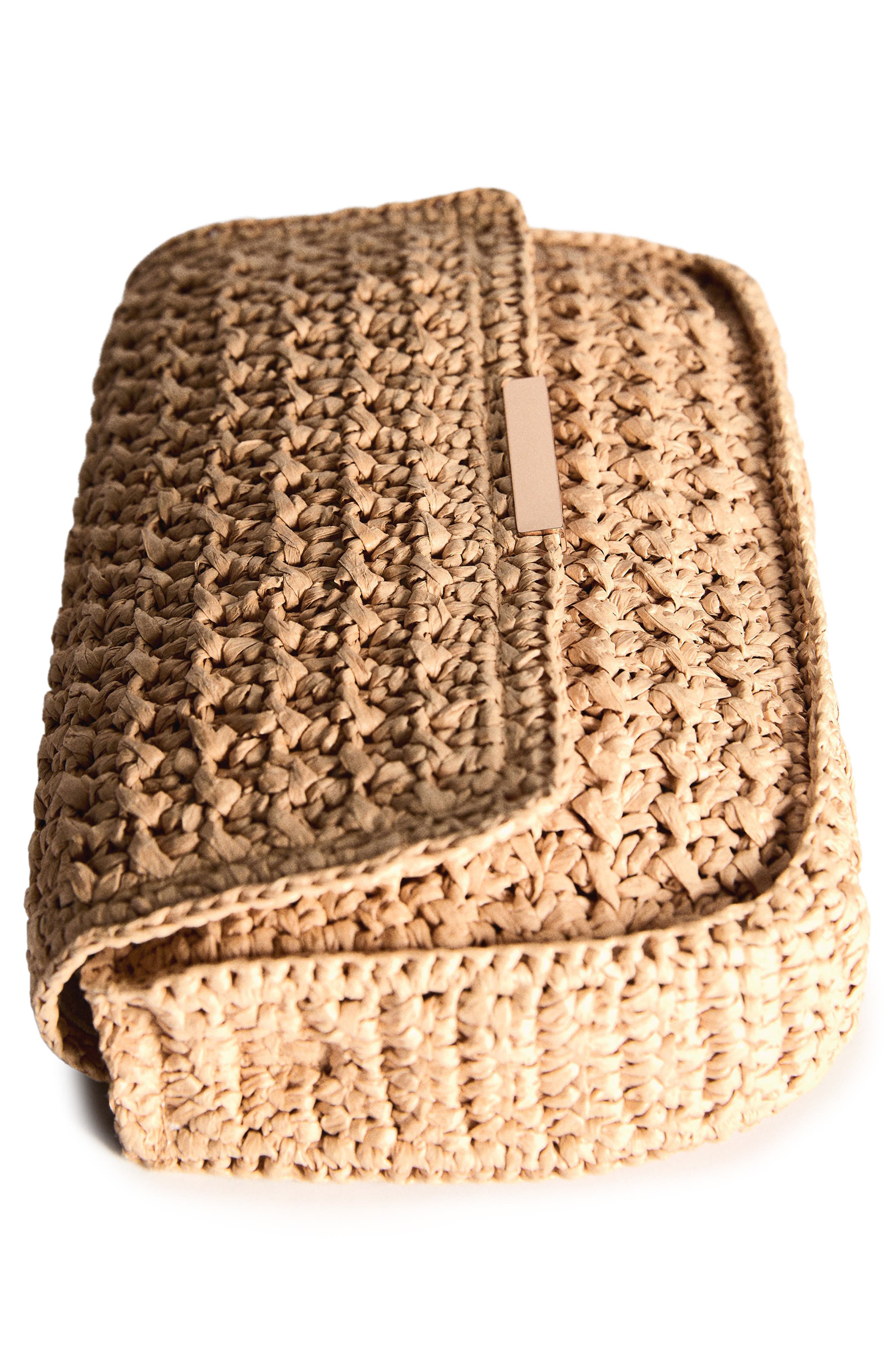 MANGO Braided Raffia Shoulder Bag, Alternate, color, 