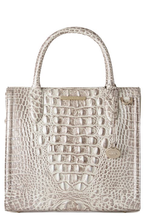 Small Caroline Croc Embossed Leather Satchel