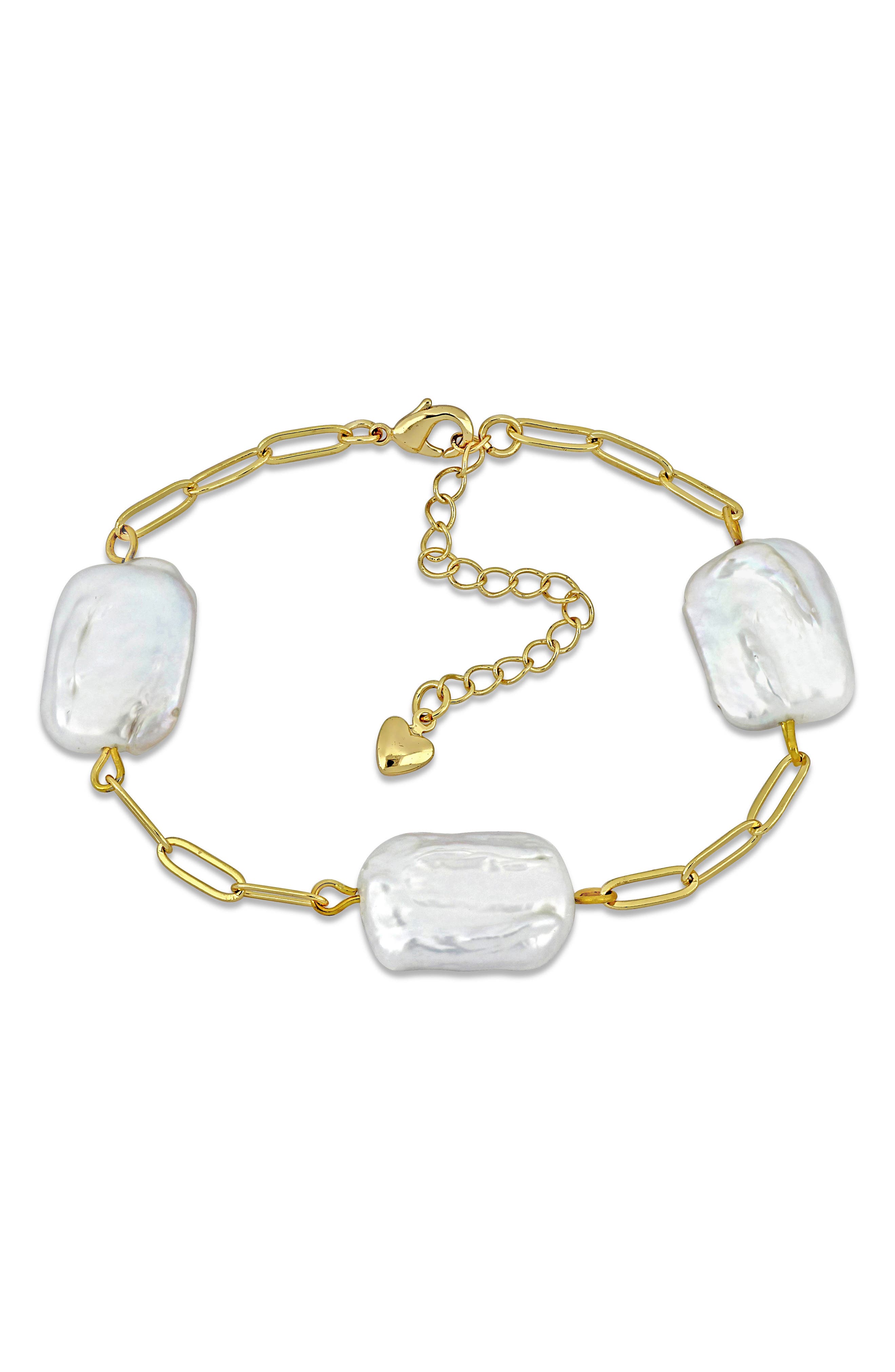 Freshwater Cultured Pearl Paperclip Chain Bracelet
