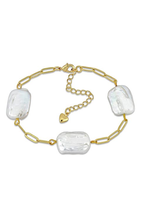 Freshwater Cultured Pearl Paperclip Chain Bracelet