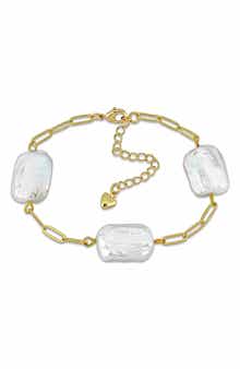 Freshwater Cultured Pearl Paperclip Chain Bracelet
