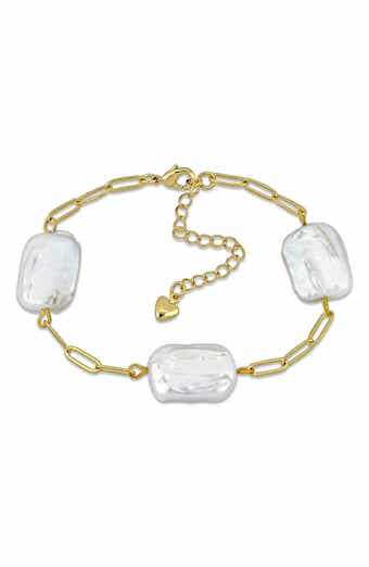 Freshwater Cultured Pearl Paperclip Chain Bracelet