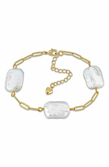 Freshwater Cultured Pearl Paperclip Chain Bracelet